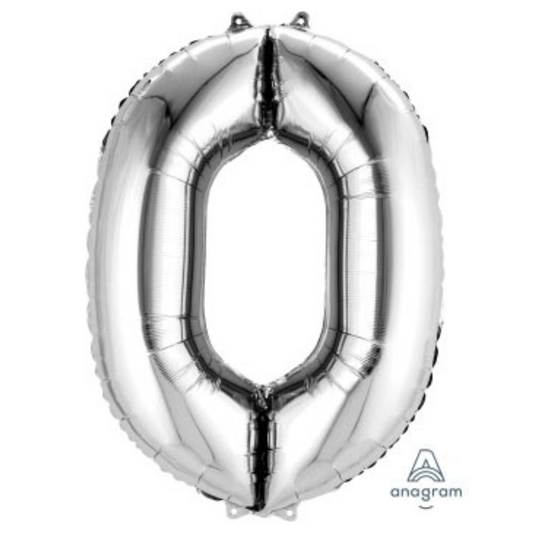 FOIL BALLOON  LARGE SILVER ZERO 0