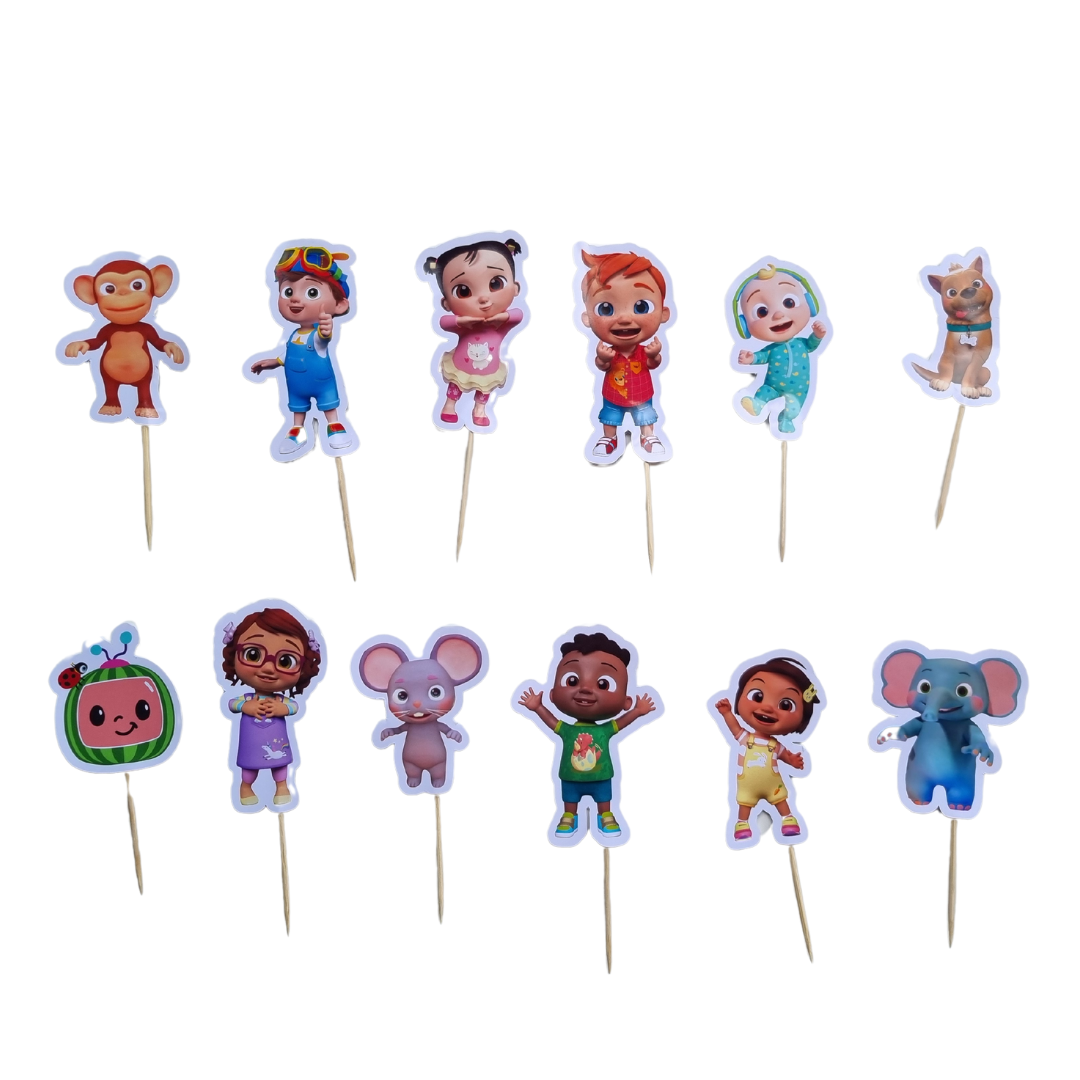 COCOMELON CUPCAKE TOPPER  SET OF 12 birthday party themed decor