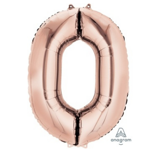 FOIL BALLOON  LARGE ROSE GOLD ZERO 0