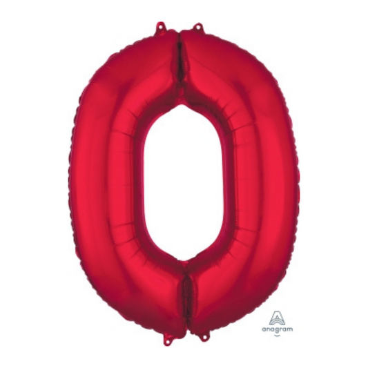 FOIL BALLOON  LARGE RED ZERO 0