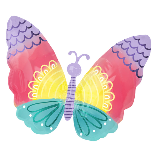 Pastel Tie Dye Butterfly 18-Inch Foil Balloon