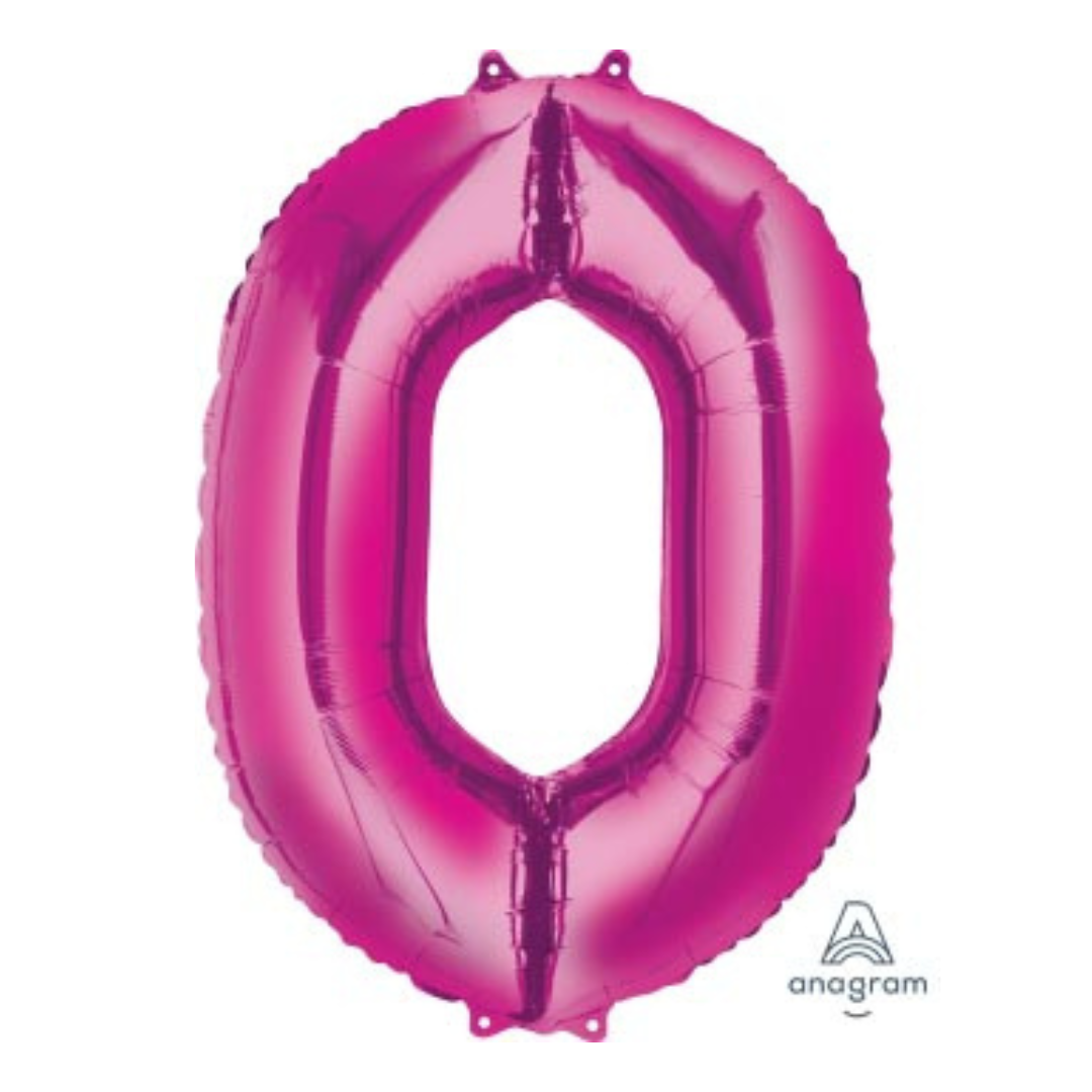 FOIL BALLOON  LARGE CERISE PINK ZERO 0