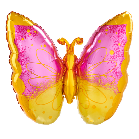 Butterfly Pink and Yellow Large SuperShape Foil Balloon