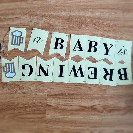 BABY IS BREWING LAYERED PAPER BUNTING BANNER