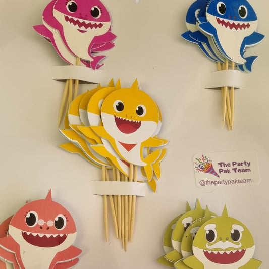 BABY SHARK CUPCAKE TOPPER  SET OF 12 birthday party themed decor