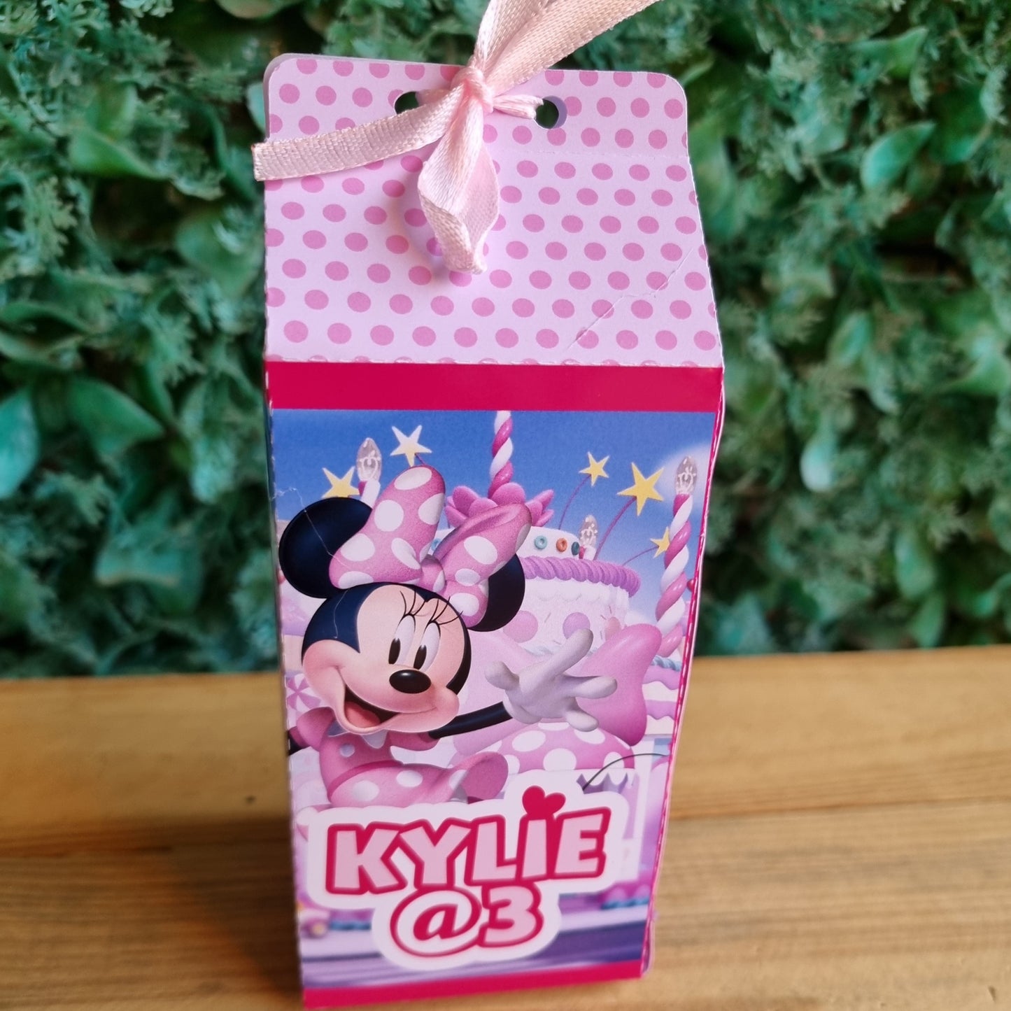 MINNIE MOUSE AND DAISY DUCK MILK BOX PARTY PACKS BOX only, personalized kiddies birthday party themed decor party boxes customized