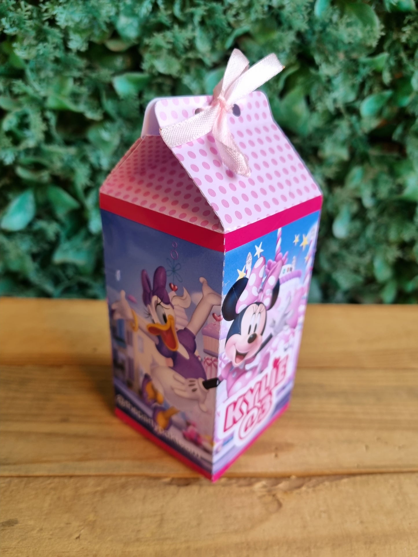 MINNIE MOUSE AND DAISY DUCK MILK BOX PARTY PACKS BOX only, personalized kiddies birthday party themed decor party boxes customized