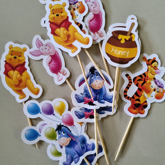 WINNIE THE POOH CUPCAKE TOPPER  SET OF 12 birthday party themed decor