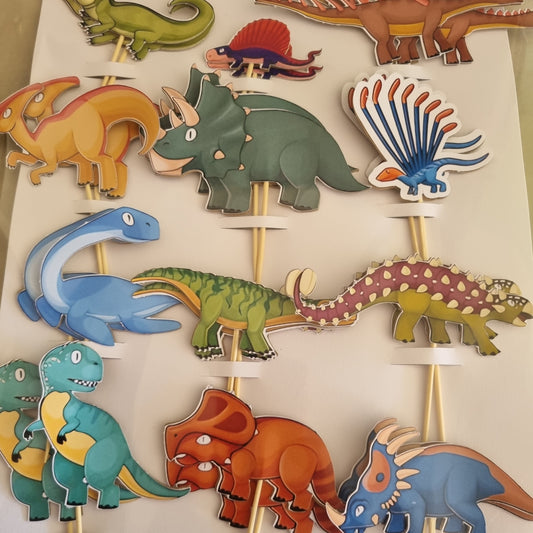 DINOSAUR CUPCAKE TOPPER  SET OF 12 birthday party themed decor