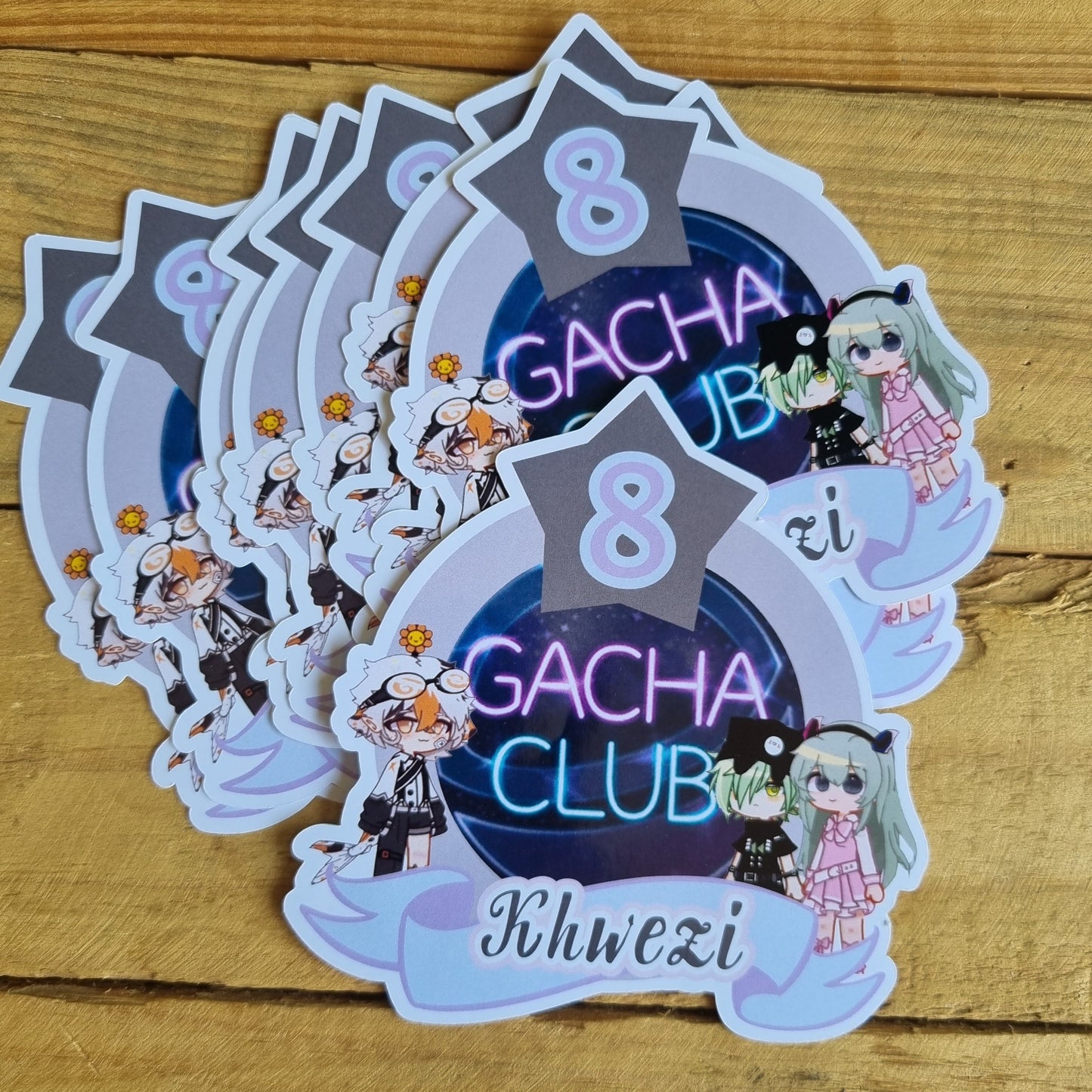 GACHA CLUB THEMED STICKERS SET OF 4 birthday party themed decor personalized with name and age