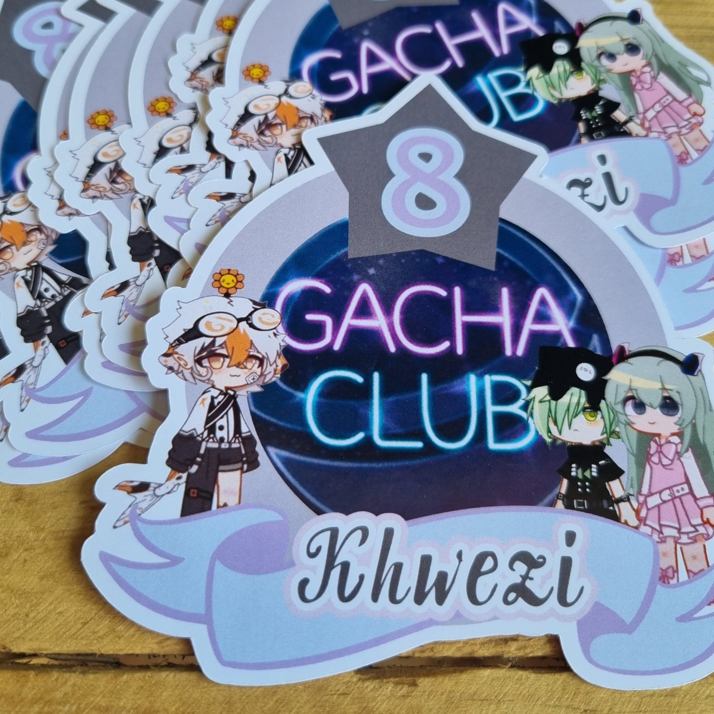 GACHA CLUB THEMED STICKERS SET OF 4 birthday party themed decor personalized with name and age