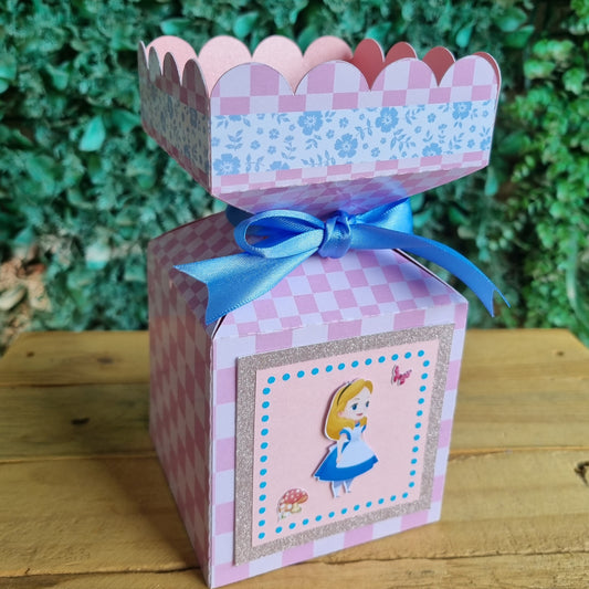 ALICE IN WONDERLAND SQUARE BOX PARTY PACKS BOX only, personalized kiddies birthday party themed decor party boxes customized