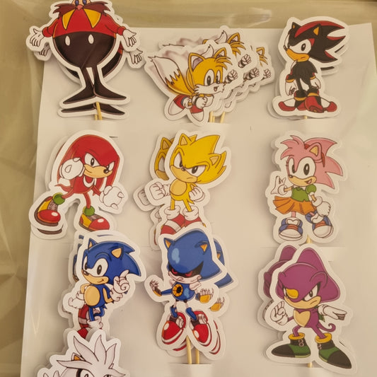 SONIC THE HEDGEHOG CUPCAKE TOPPER  SET OF 12 birthday party themed decor