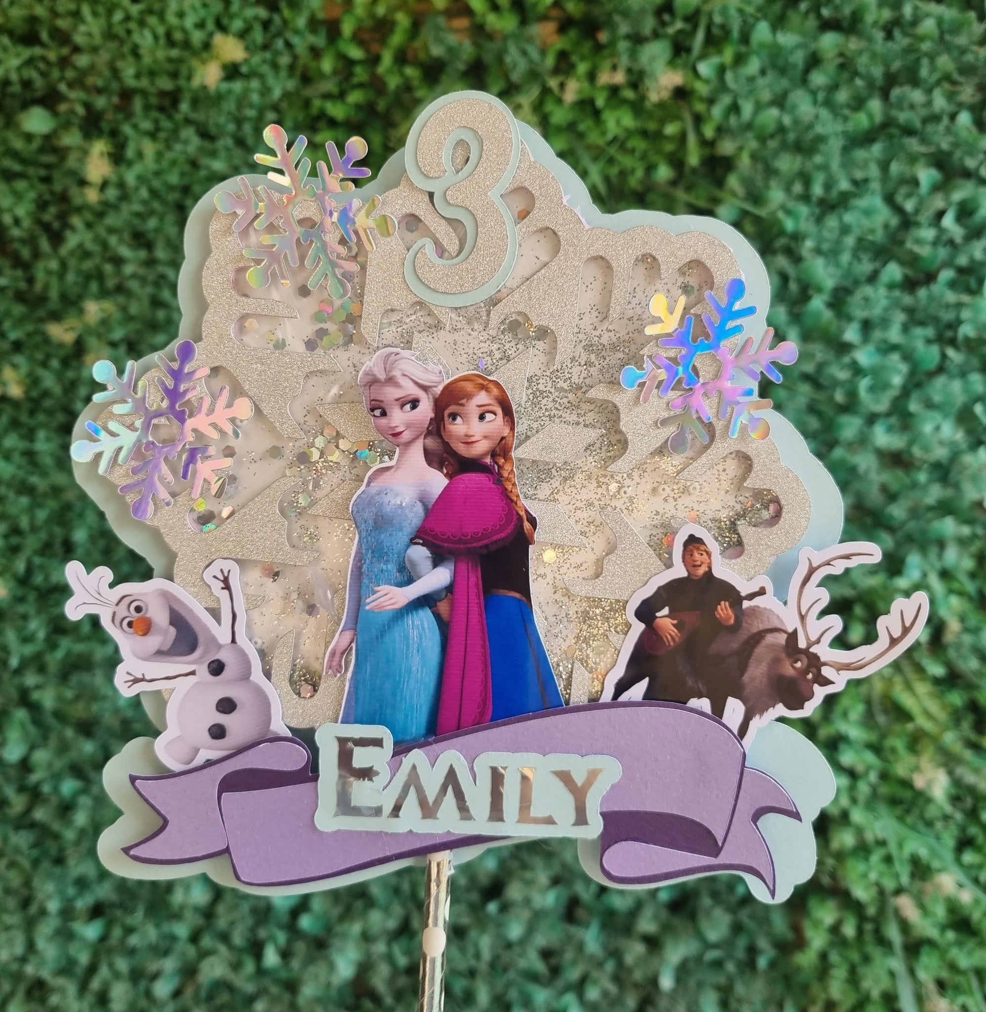 FROZEN CAKE TOPPER birthday party themed decor glitter shaker style pe –  The Party Pak Team