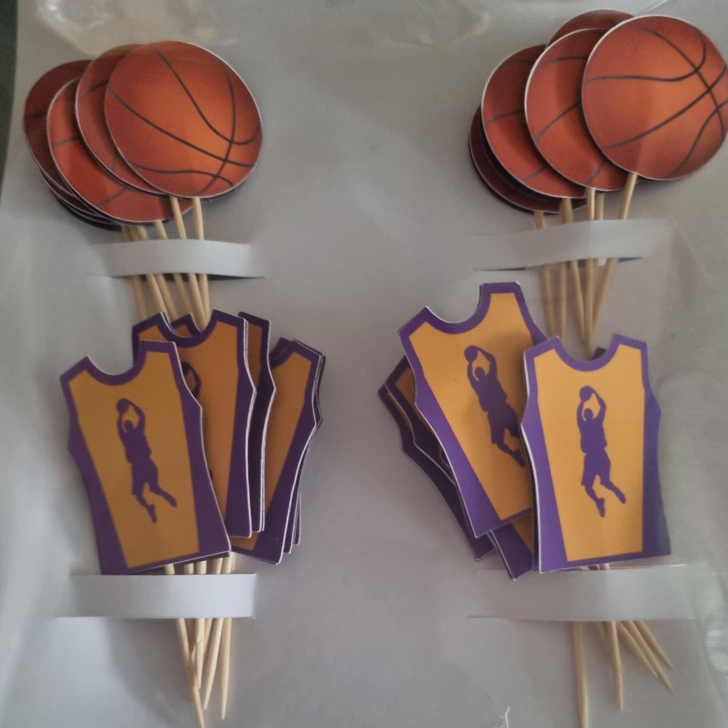 BASKETBALL CUPCAKE TOPPER  SET OF 12 birthday party themed decor