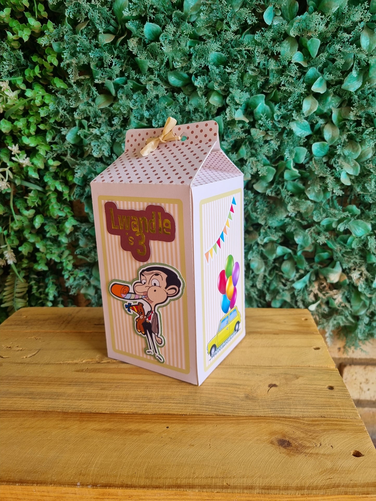 MR BEAN MILK BOX PARTY PACKS BOX only, personalized kiddies birthday party themed decor party boxes customized