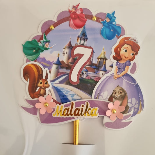 SOFIA THE FIRST CAKE TOPPER birthday party themed decor glitter shaker style personalized with name and age