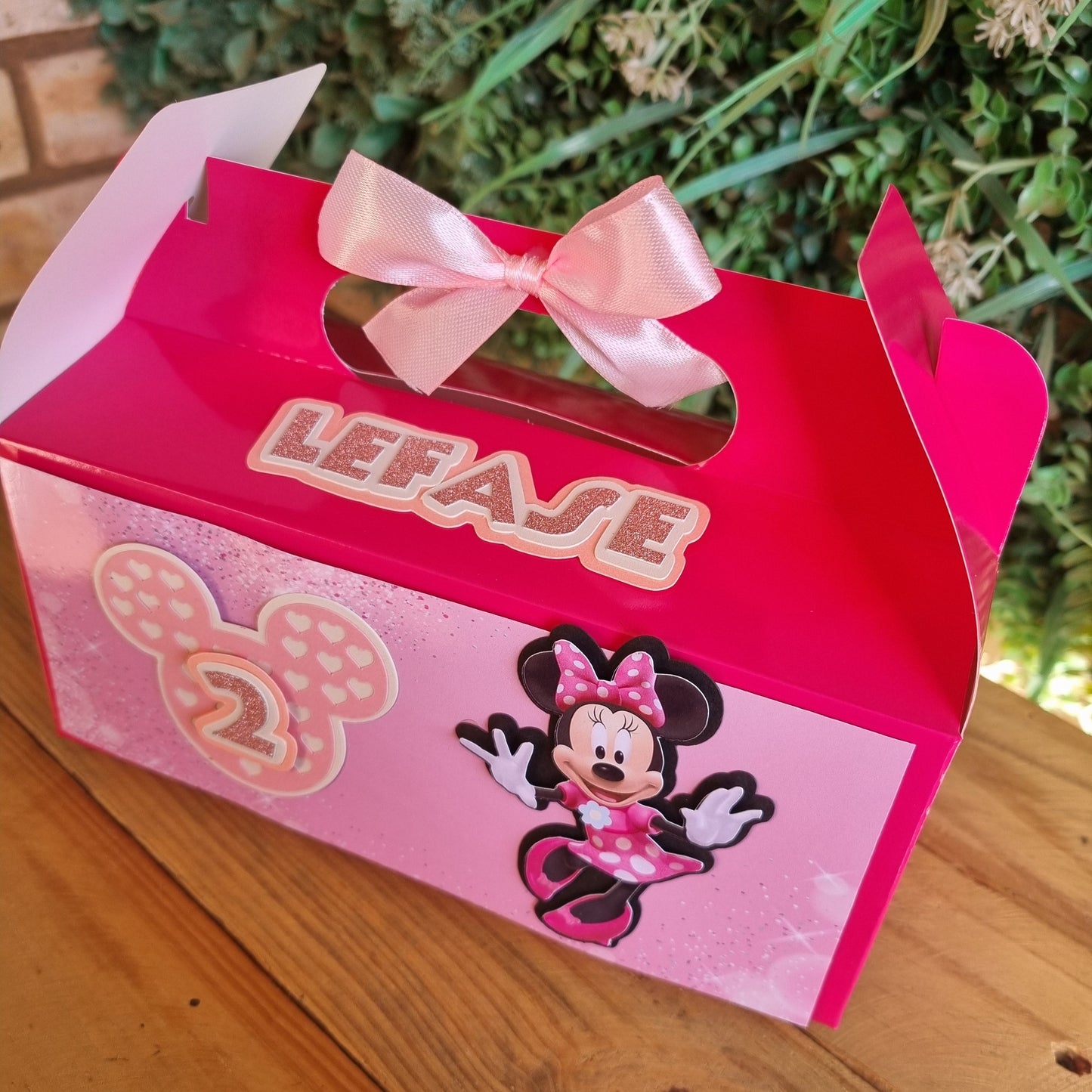 MINNIE MOUSE PARTY PACK C  PINK AND BLACK 5 BOXES only, personalized kiddies birthday party themed decor party boxes customized (Copy) (Copy)