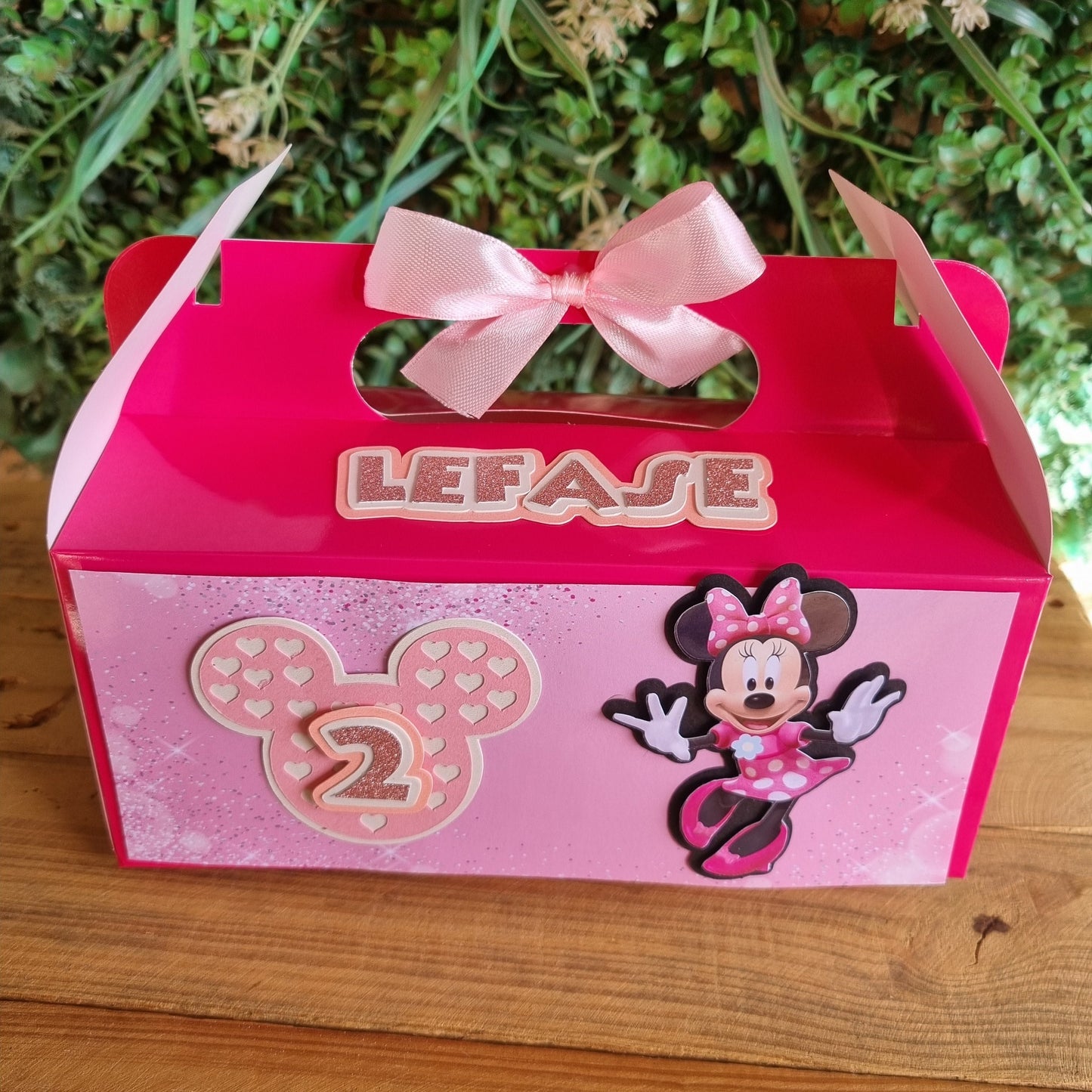 MINNIE MOUSE PARTY PACK C  PINK AND BLACK 5 BOXES only, personalized kiddies birthday party themed decor party boxes customized (Copy) (Copy)