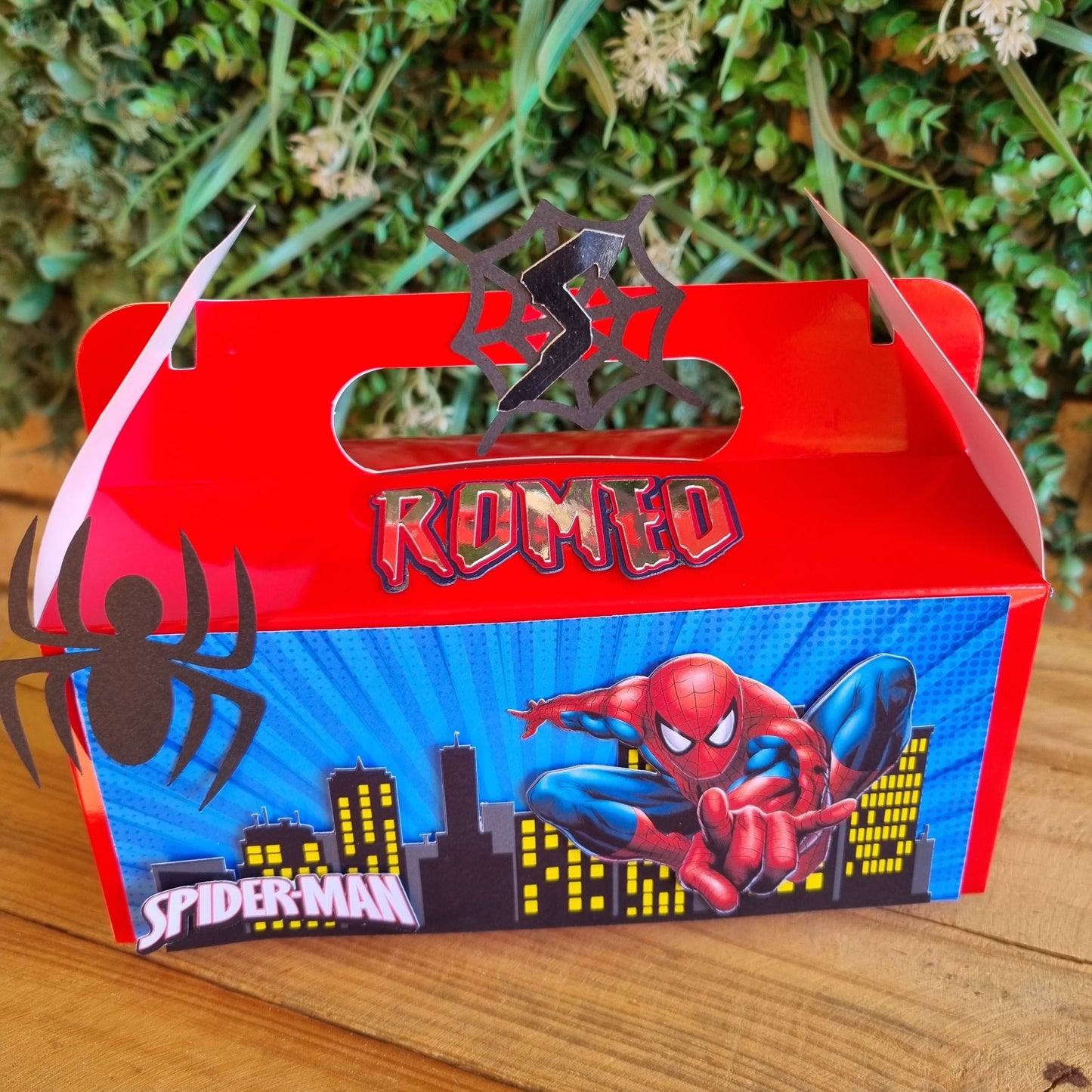 SPIDERMAN RED PARTY PACK 5 BOXES only, personalized kiddies birthday party themed decor party boxes customized