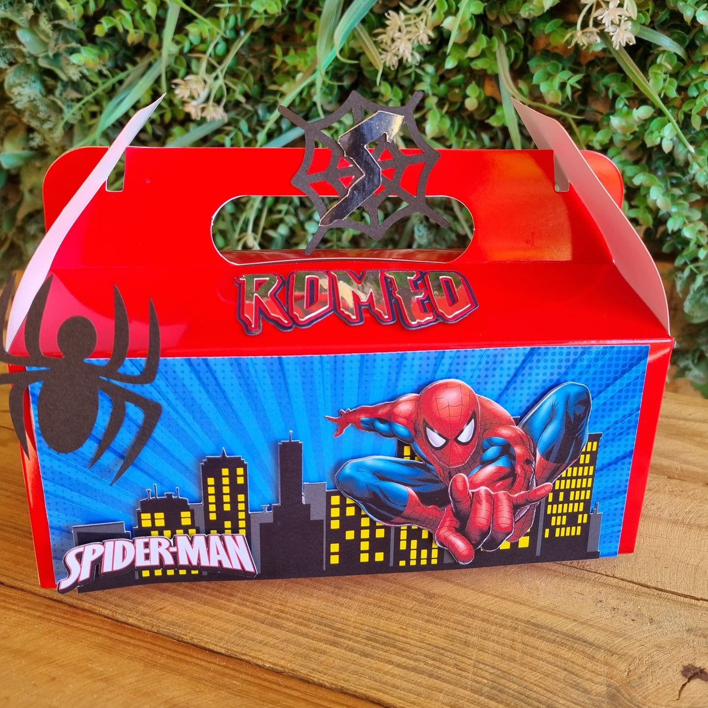 SPIDERMAN RED PARTY PACK 5 BOXES only, personalized kiddies birthday party themed decor party boxes customized