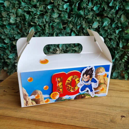 Cartoon character on a cereal box attached to a bird feeder against a green bush and wooden surface.
