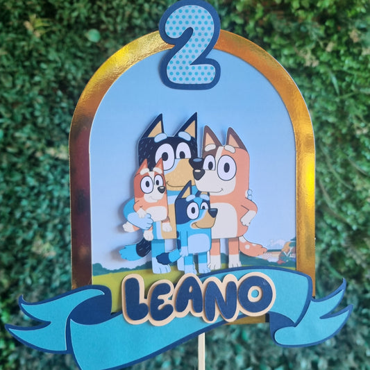 Decorative item with cartoon character and 'Leano' text on a grass background