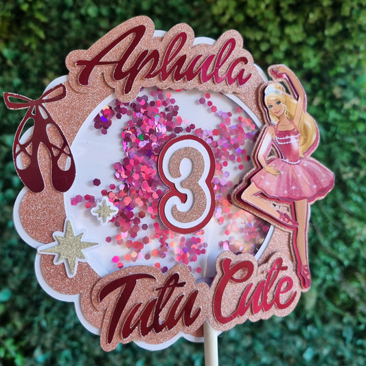 Decorative item with pink and brown colors on a green textured background