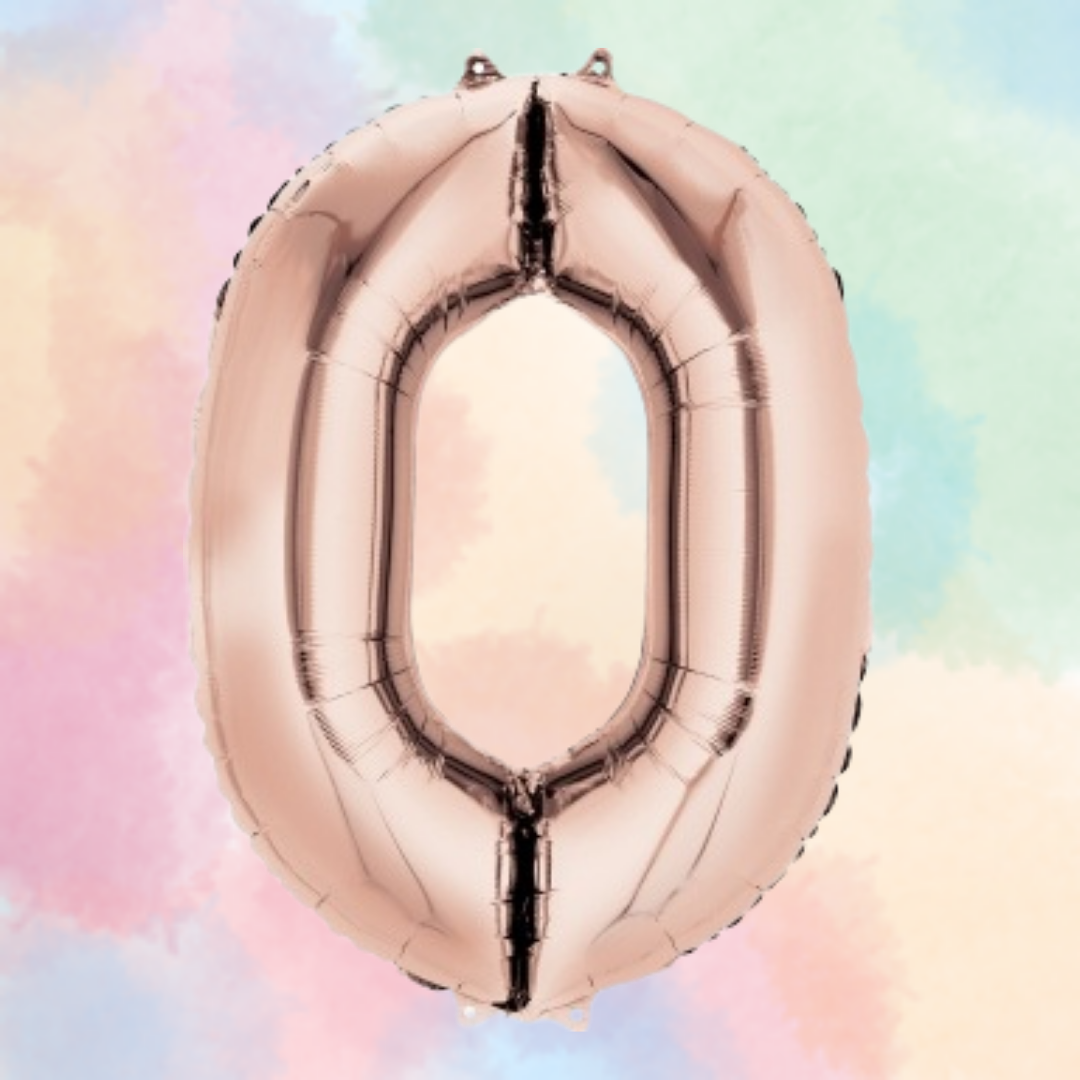FOIL BALLOON  LARGE ROSE GOLD ZERO 0