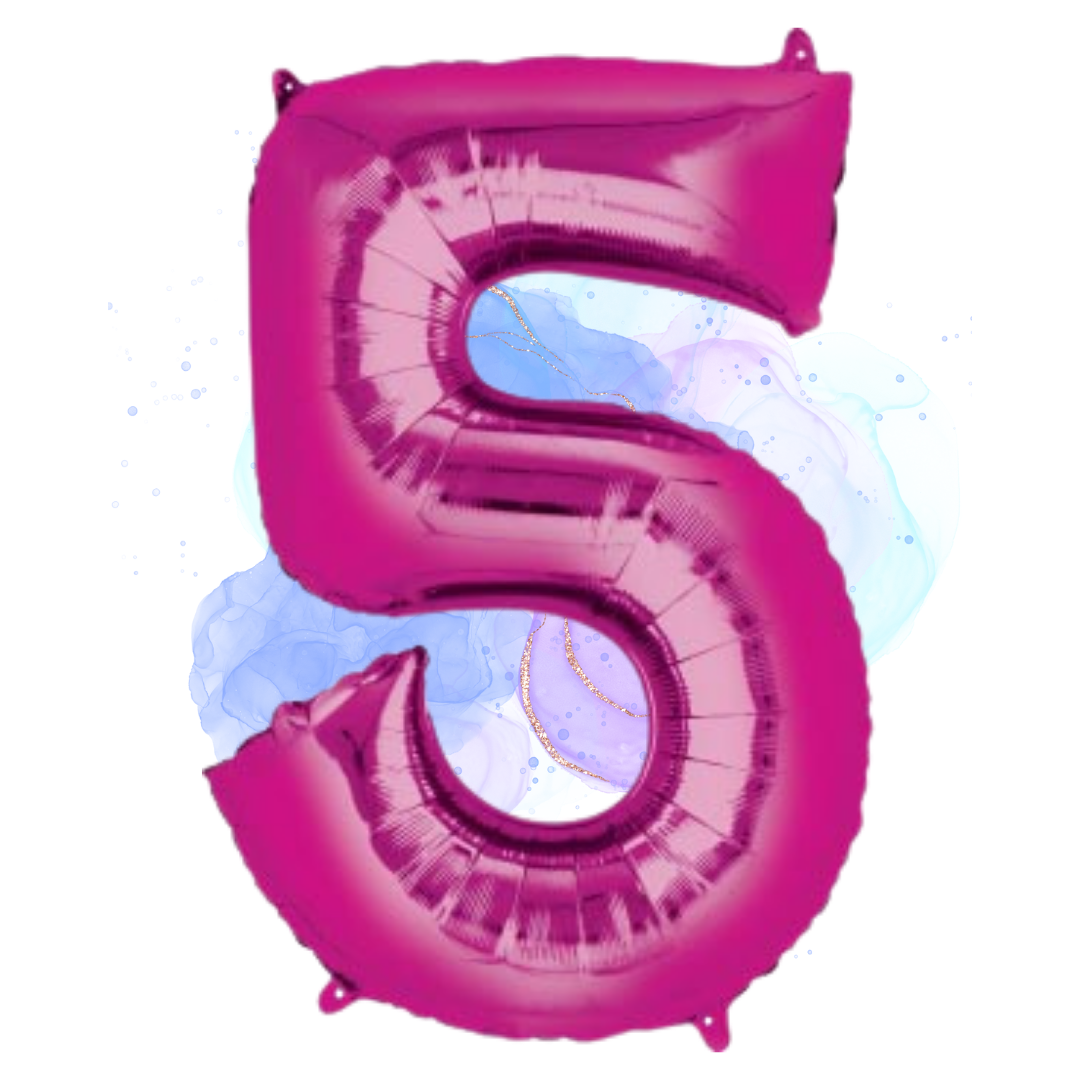 FOIL BALLOON  LARGE CERISE PINK FIVE 5