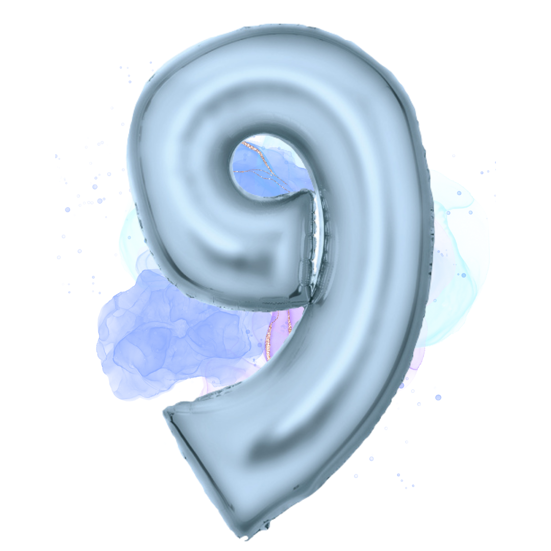 FOIL BALLOON  LARGE PASTEL BLUE NINE 9