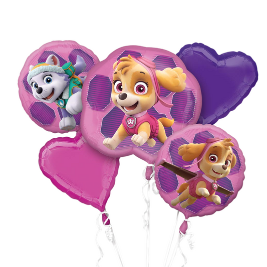 Paw Patrol Skye and Everest Foil Balloon Bouquet - 5 Pieces