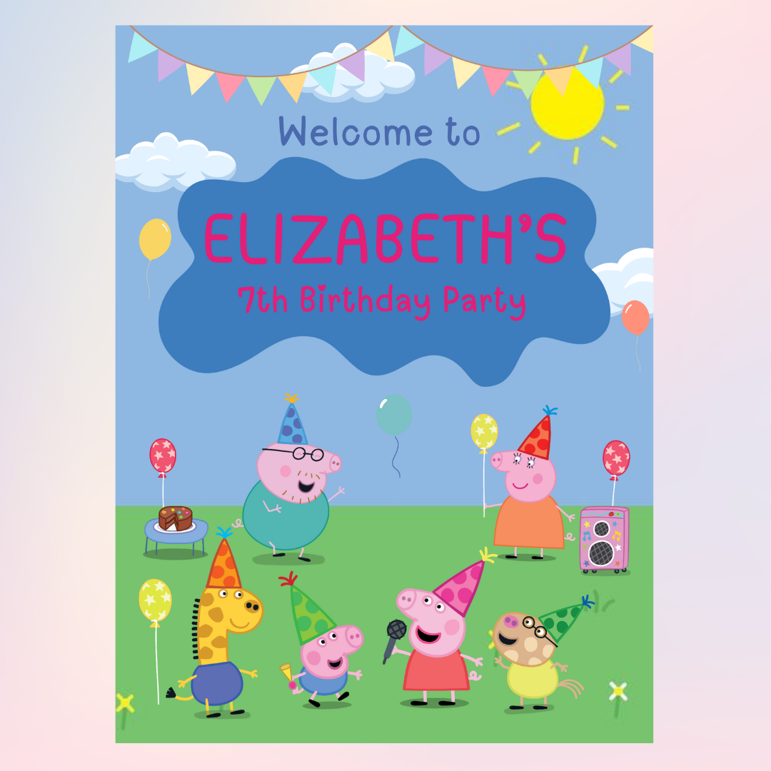 Welcome Board Peppa Pig Blue