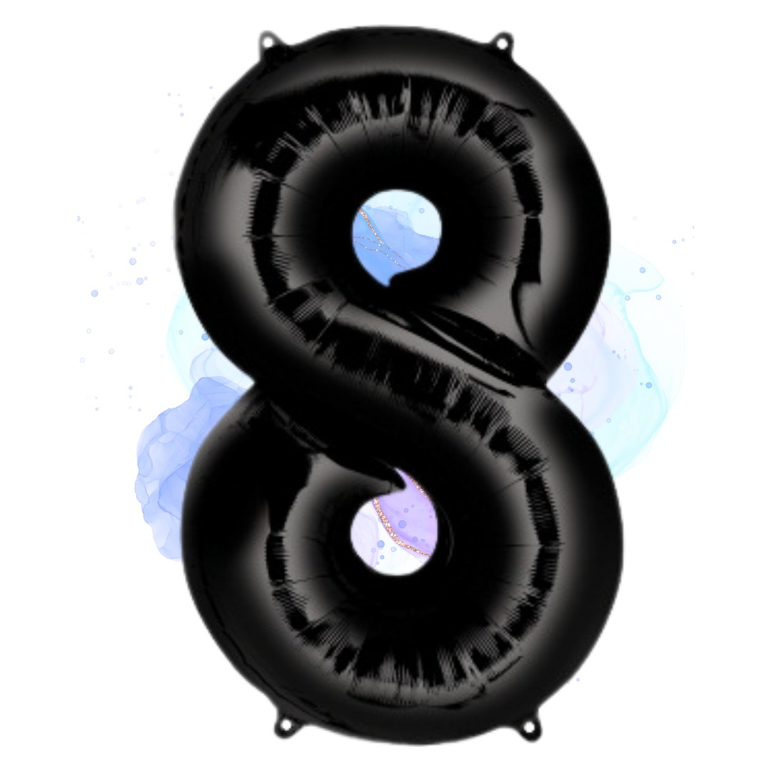 FOIL BALLOON  LARGE BLACK EIGHT 8