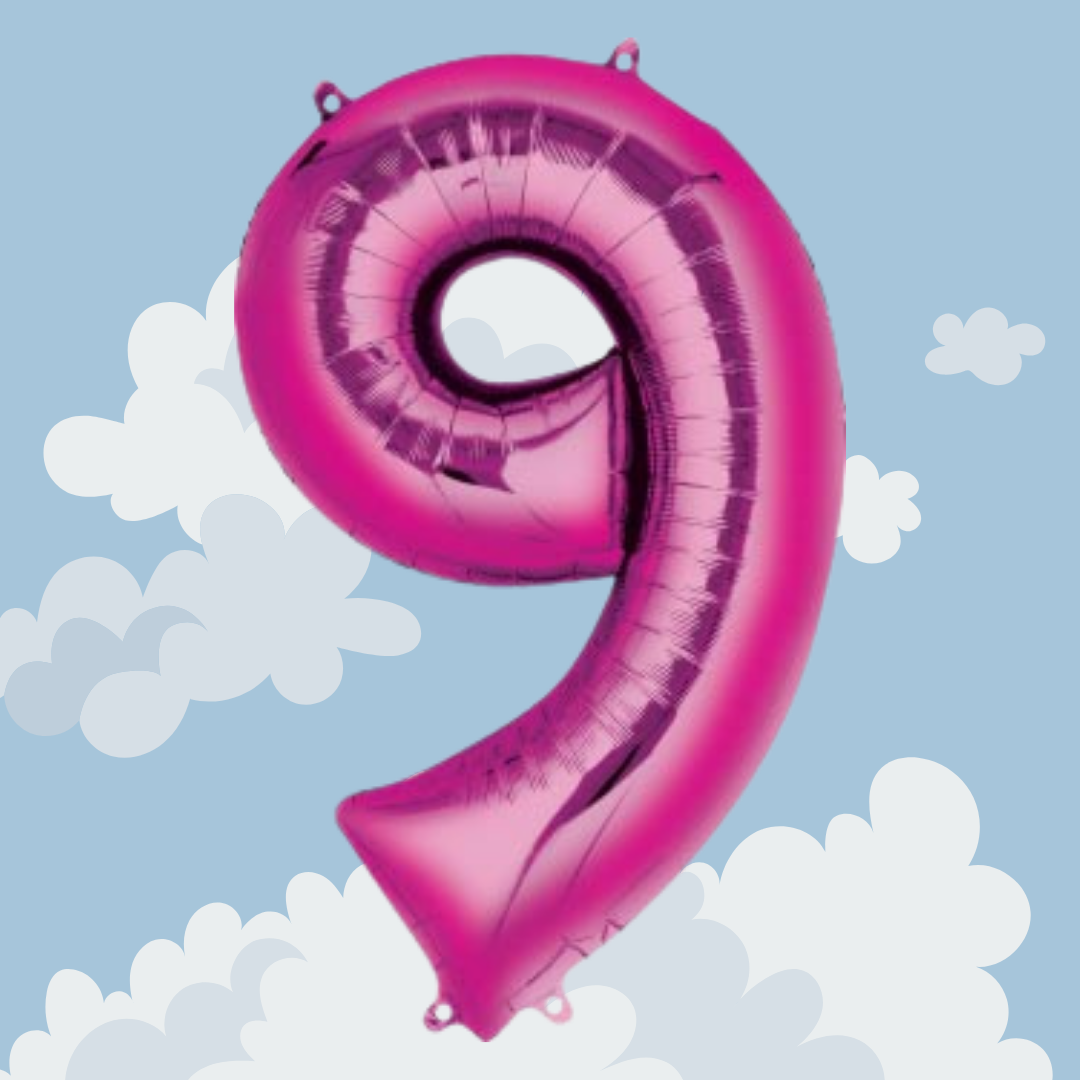 FOIL BALLOON  LARGE CERISE PINK NINE 9