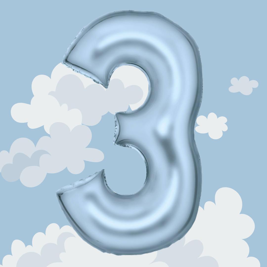 FOIL BALLOON  LARGE PASTEL BLUE THREE 3