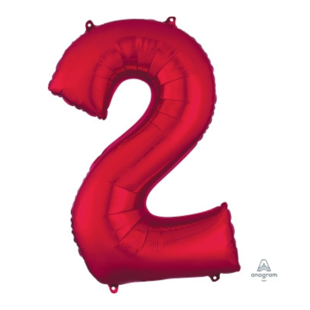 FOIL BALLOON  LARGE RED TWO 2