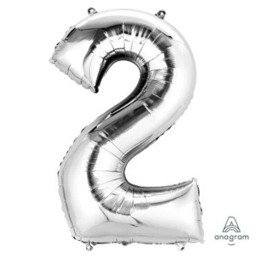 FOIL BALLOON  LARGE SILVER TWO 2