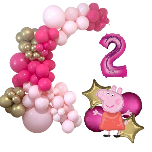 Peppa Pig Themed Balloon Garland Kit - Pink Princess