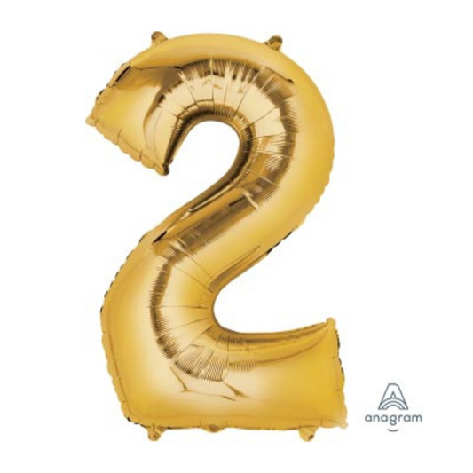 FOIL BALLOON  LARGE YELLOW GOLD TWO 2