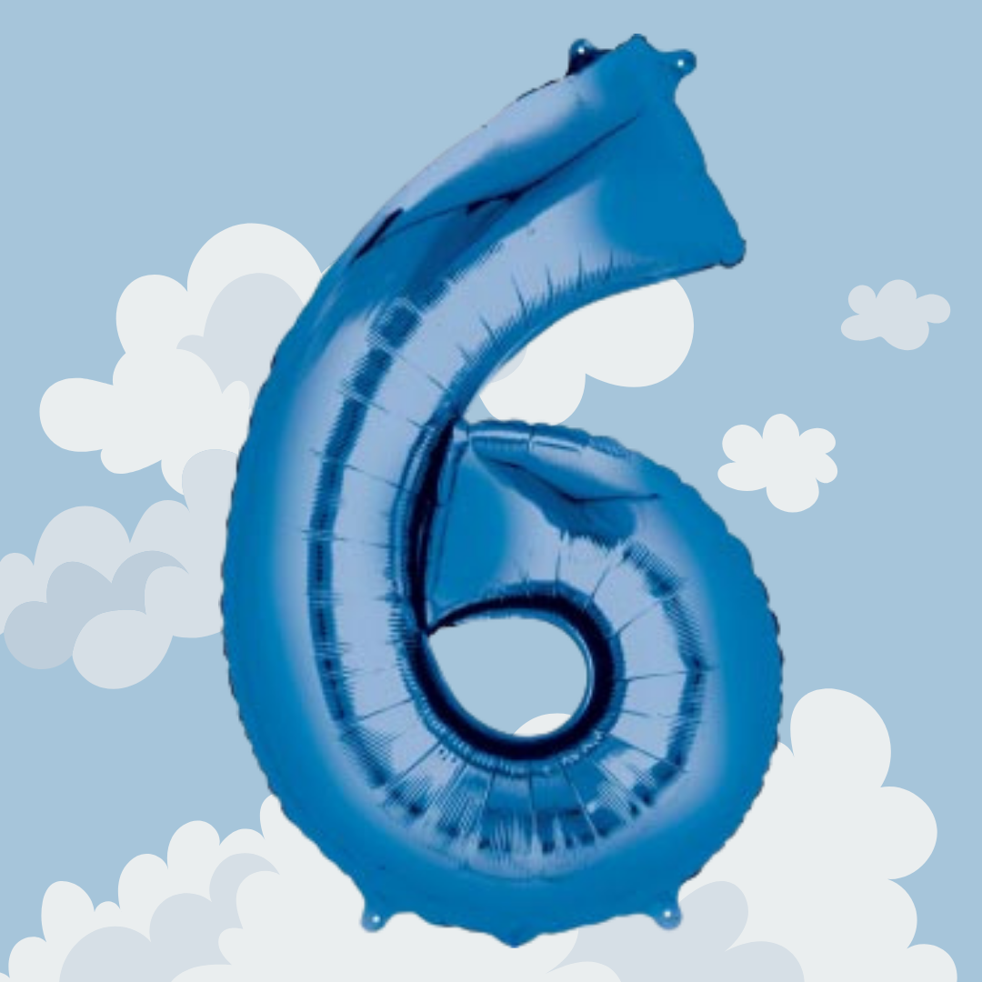 FOIL BALLOON  LARGE BLUE SIX 6