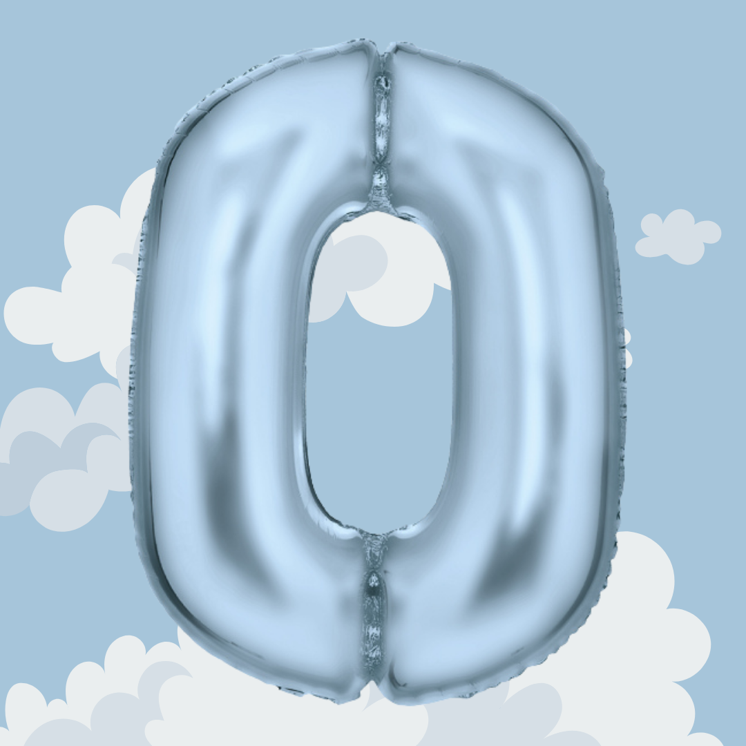 FOIL BALLOON  LARGE PASTEL BLUE ZERO 0