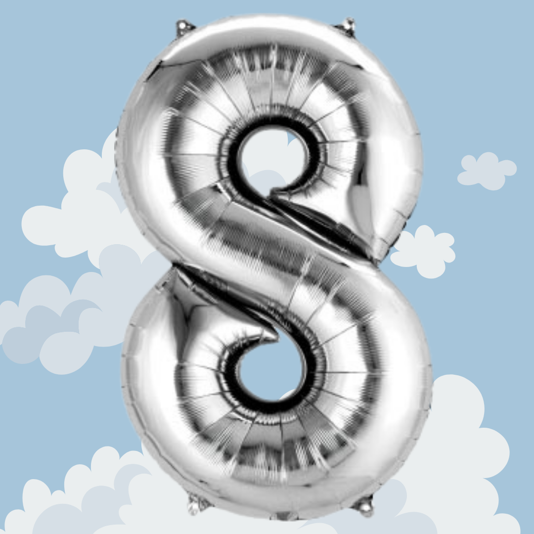 FOIL BALLOON  LARGE SILVER EIGHT 8