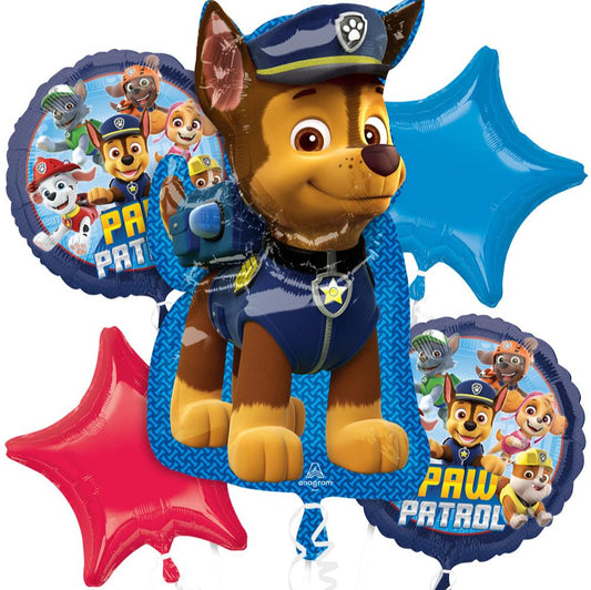 Paw Patrol Chase Foil Balloon Bouquet - 5 Pieces