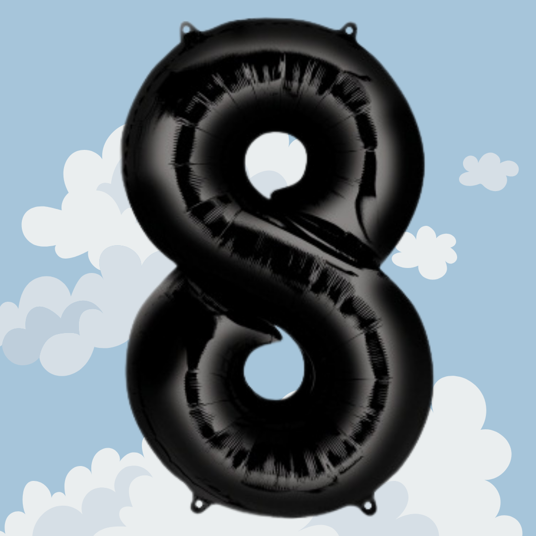 FOIL BALLOON  LARGE BLACK EIGHT 8