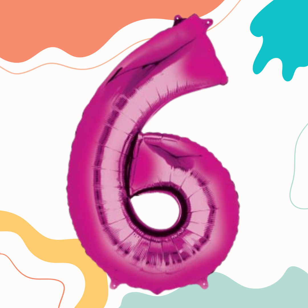 FOIL BALLOON  LARGE CERISE PINK SIX 6