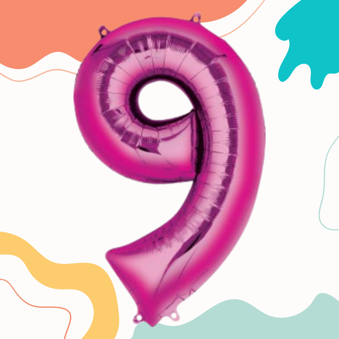 FOIL BALLOON  LARGE CERISE PINK NINE 9