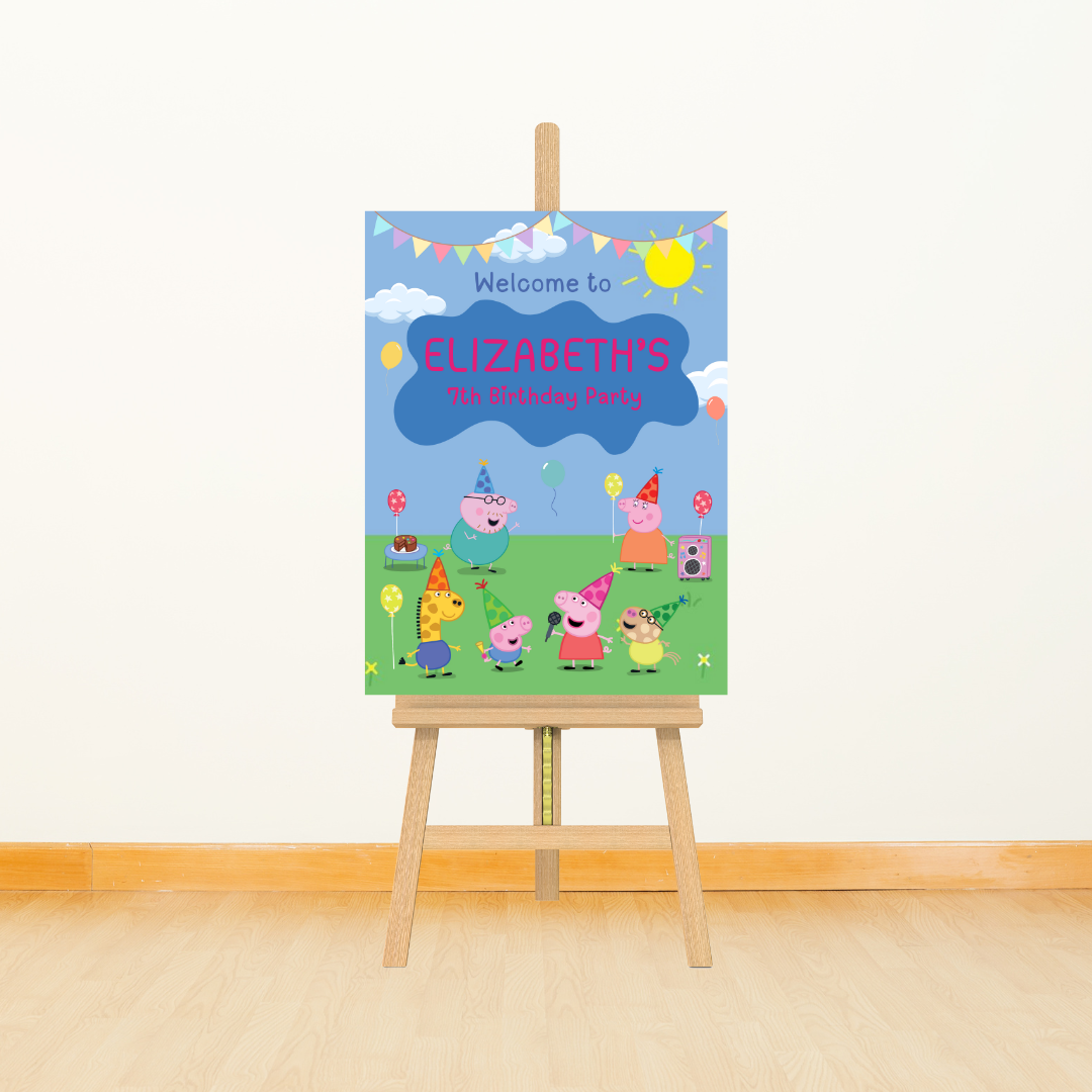Welcome Board Peppa Pig Blue