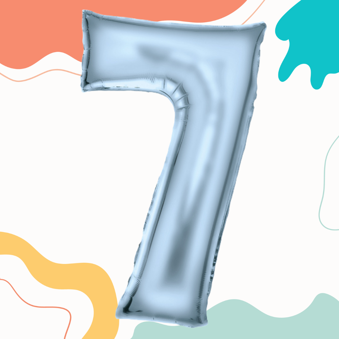 FOIL BALLOON  LARGE PASTEL BLUE SEVEN 7