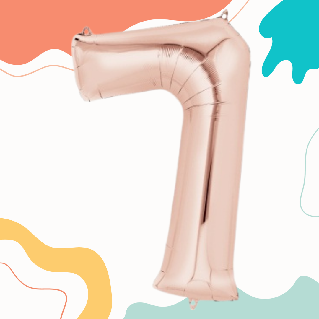 FOIL BALLOON  LARGE ROSE GOLD SEVEN 7